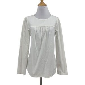 J Crew Top Womens S Small White Organic Cotton Blend Puff Sleeve Stretch Poplin